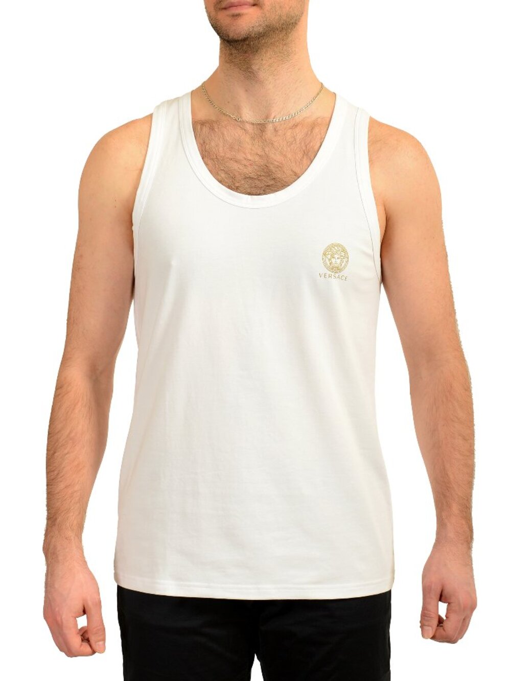 Versace Men's White Crewneck Sleeveless T-Shirt Tank Versace Sz 7 US XL IT 54